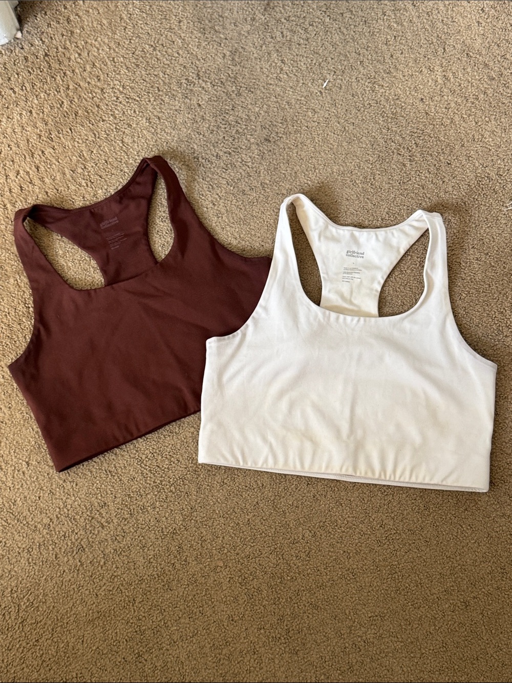 Girlfriend Collective Bundle Scoop Sports Bra in Mauve & Brown